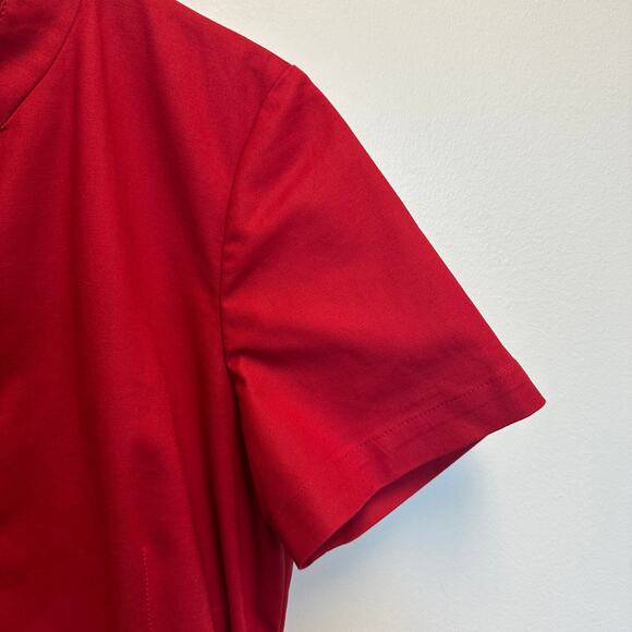 Lafayette 148 Red Belted Zip Front Sheath Dress w/ Pockets Stretch Cotton Career - Picture 5 of 11